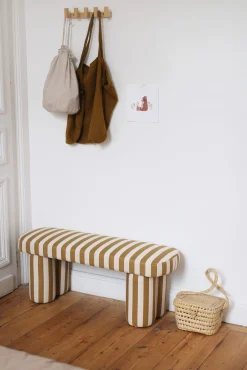 Sélection M Banc enfant rayé caramel écru New