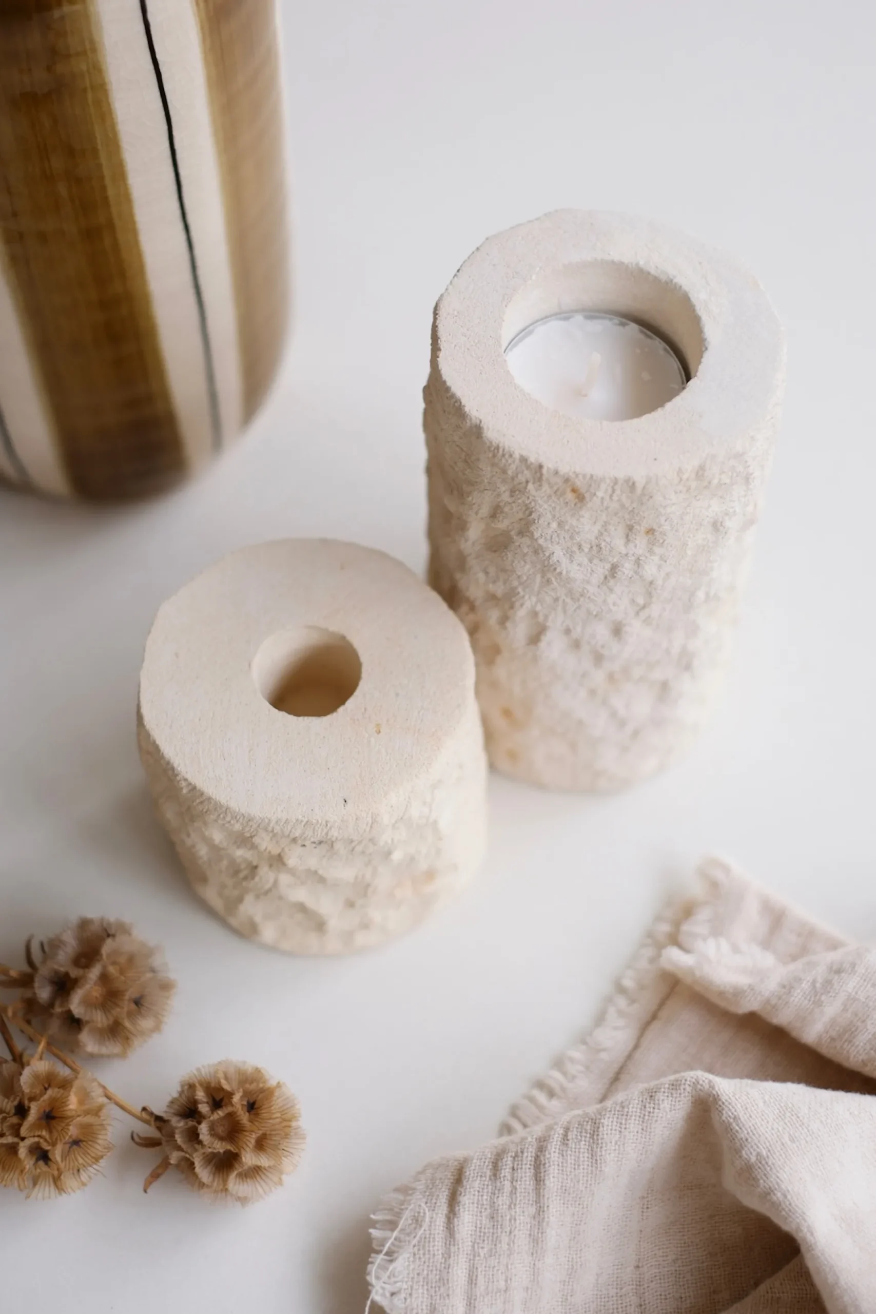 Sélection M Bougeoir aspect pierre taillée – 2 tailles Clearance