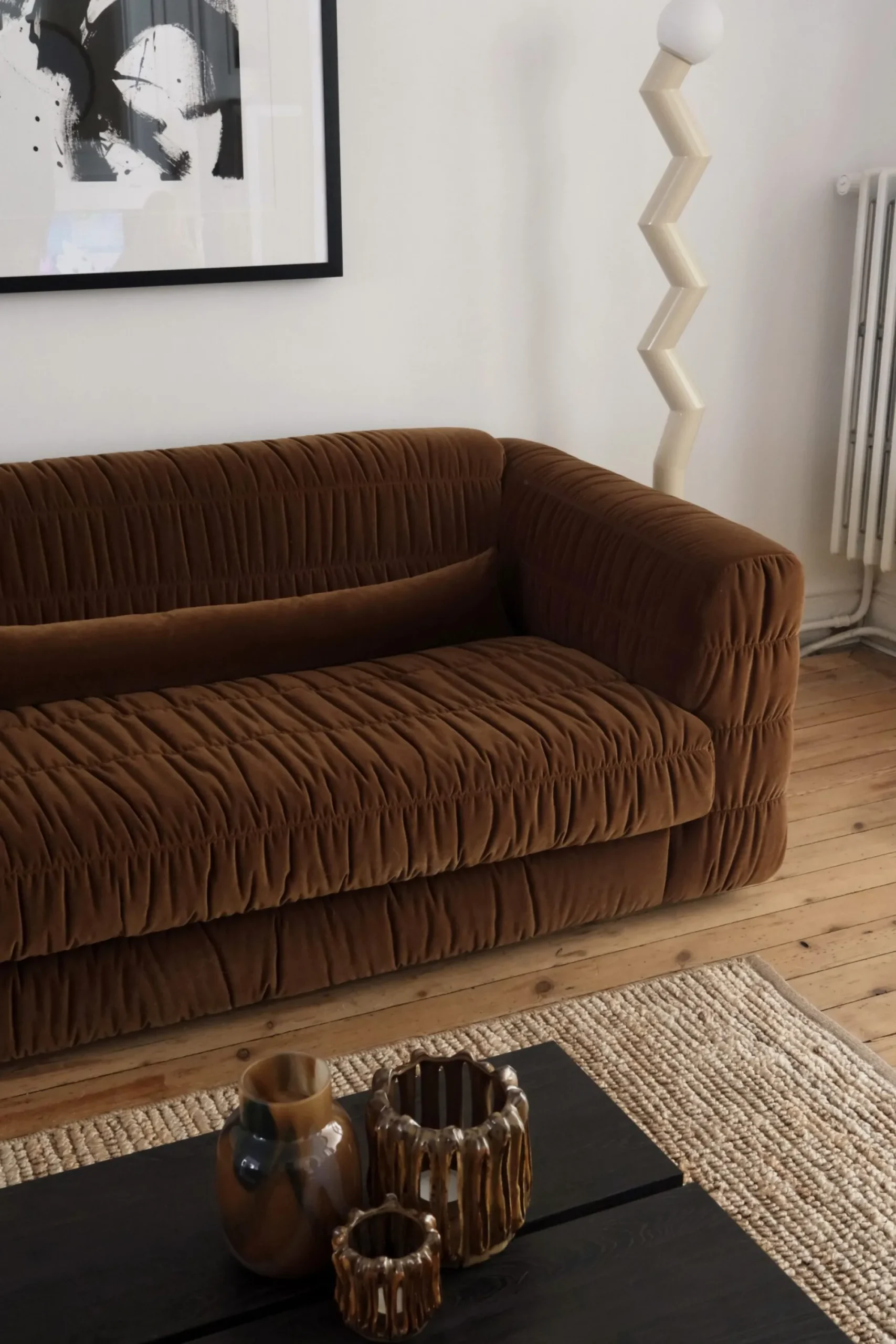 Sélection M Canapé 4 places velours caramel Clearance