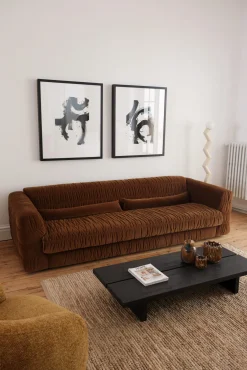 Sélection M Canapé 4 places velours caramel Clearance