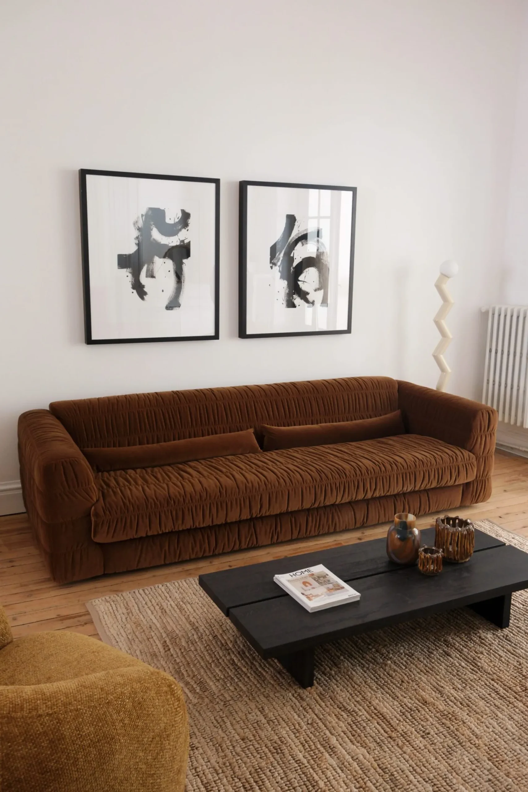 Sélection M Canapé 4 places velours caramel Clearance