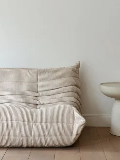 Sélection M Canapé “Togo” vintage 3 places velours côtelé écru Online