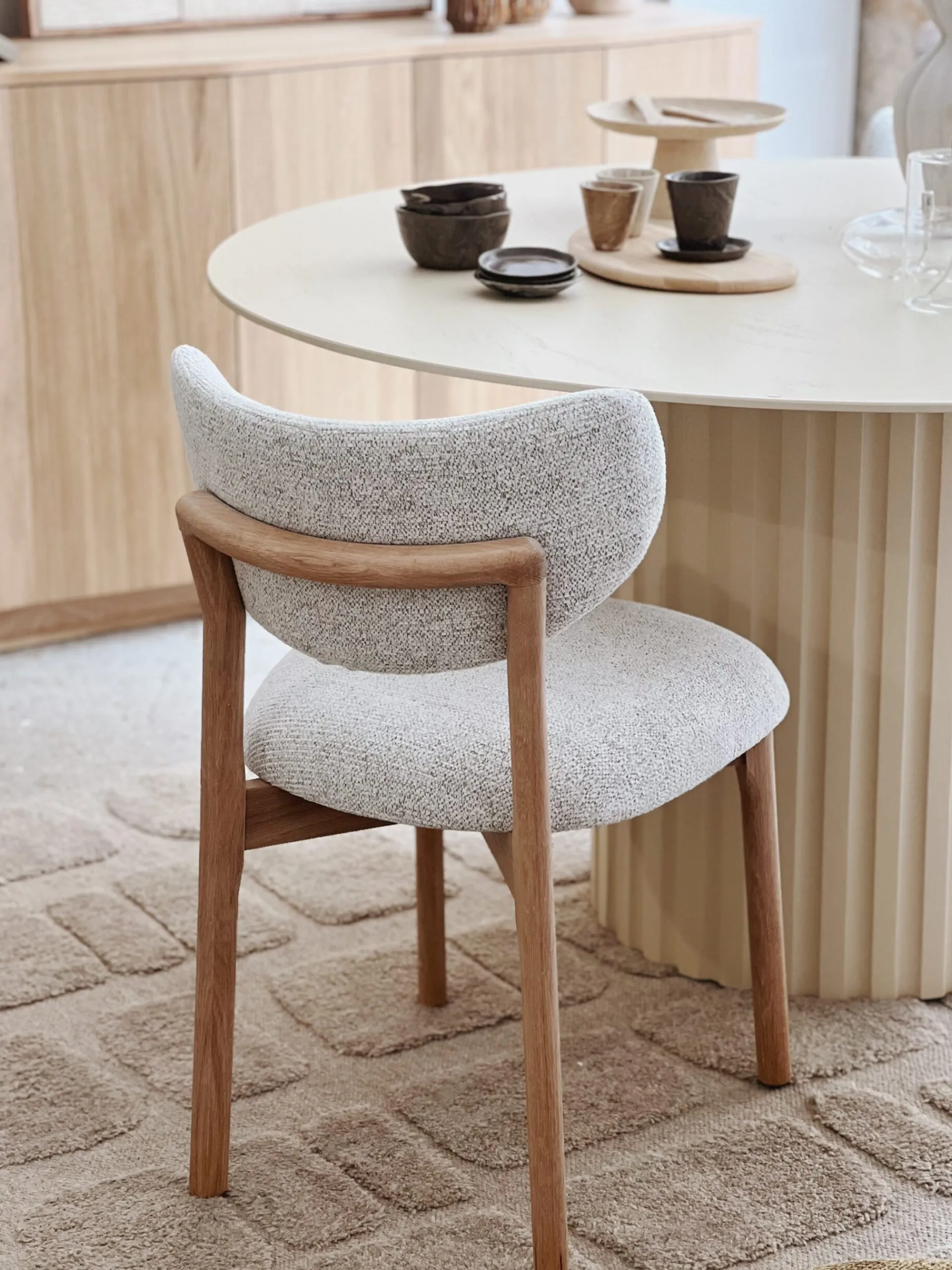 Sélection M Chaise en chêne et tissu chiné Discount