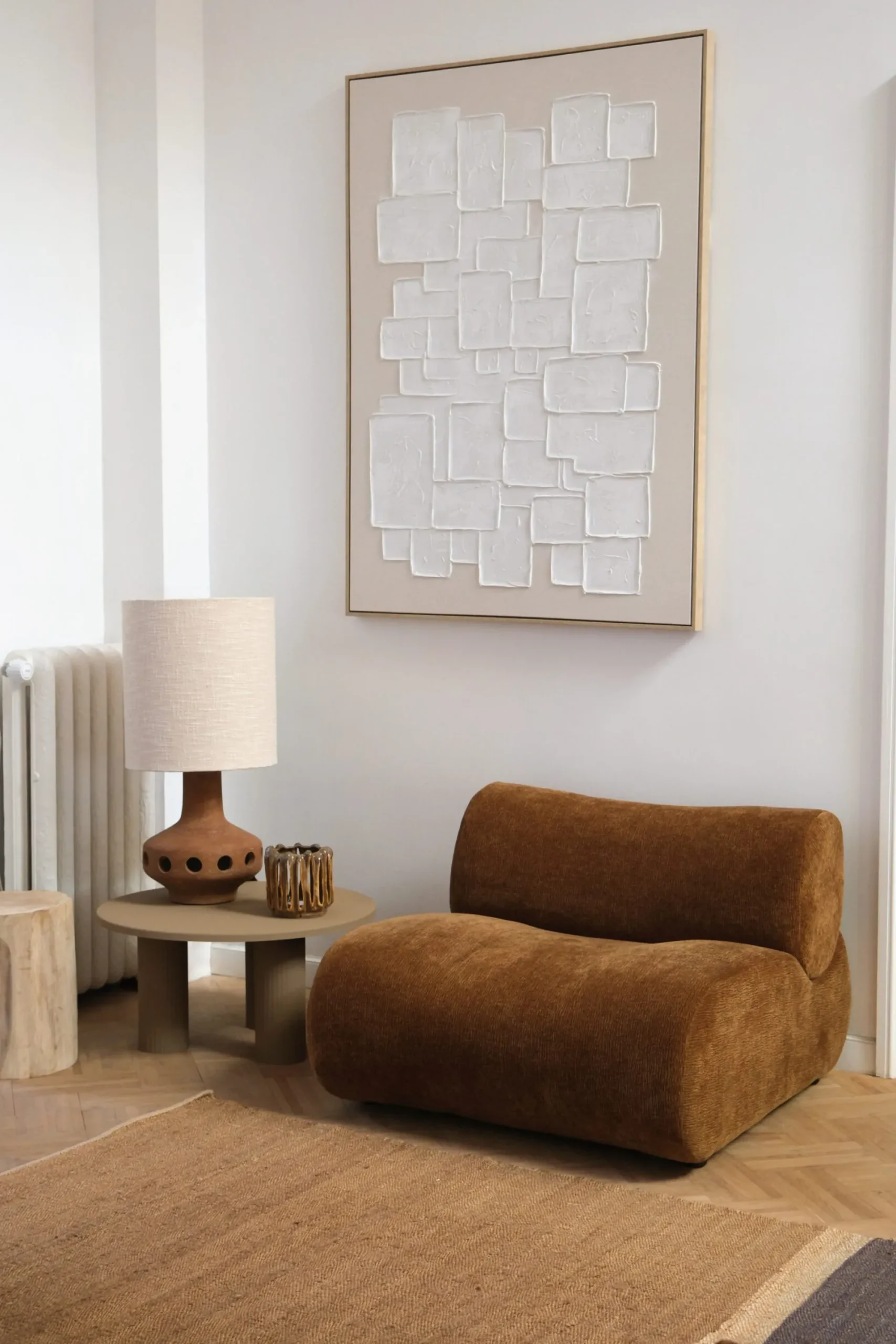 Sélection M Chauffeuse en velours marron / beige Discount