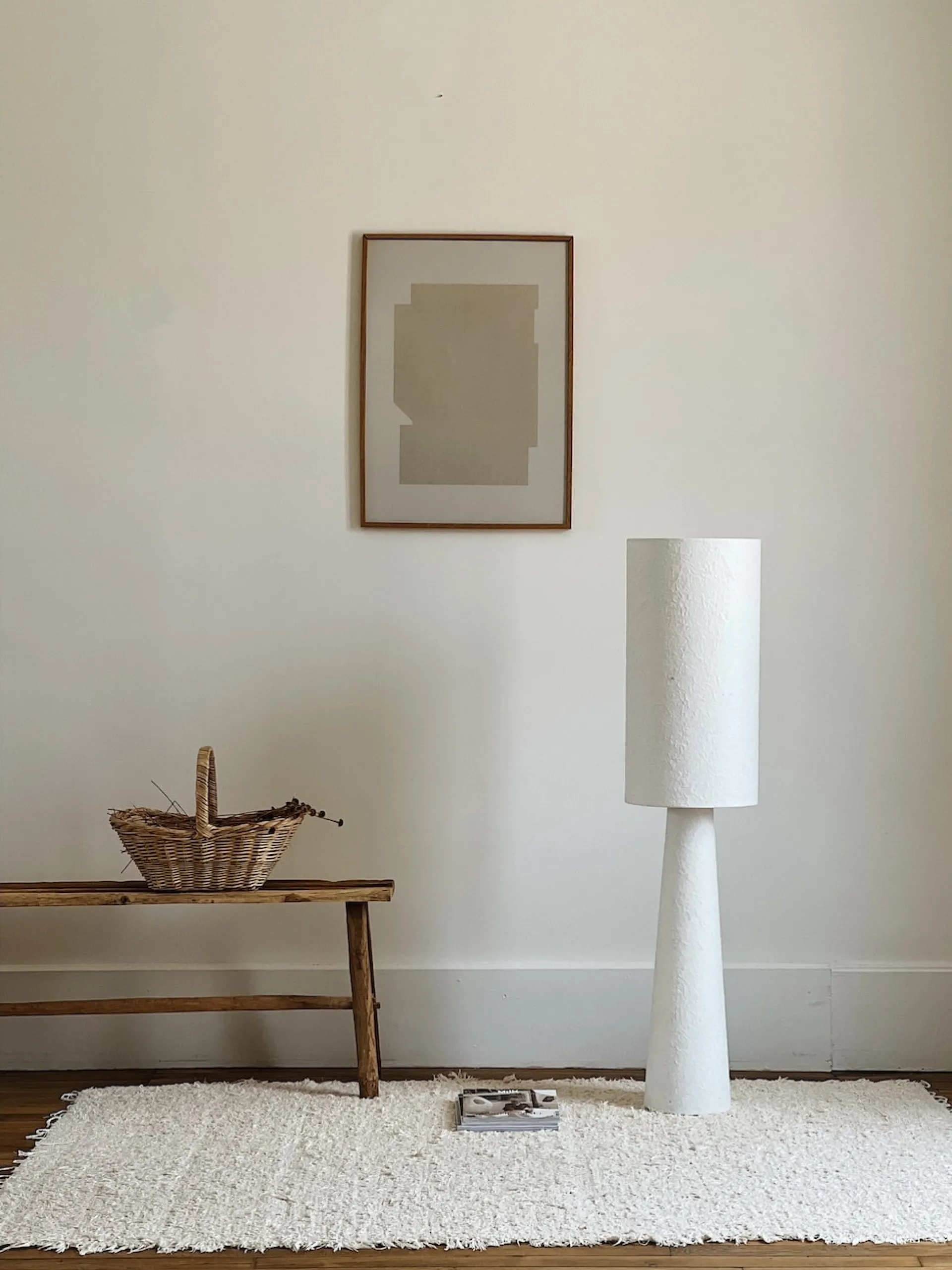 Sélection M Lampadaire en papier mâché blanc