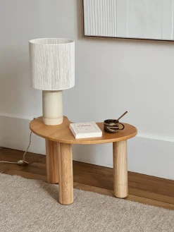 Sélection M Lampe en grès “Isaure” avec abat jour tissé écru Clearance