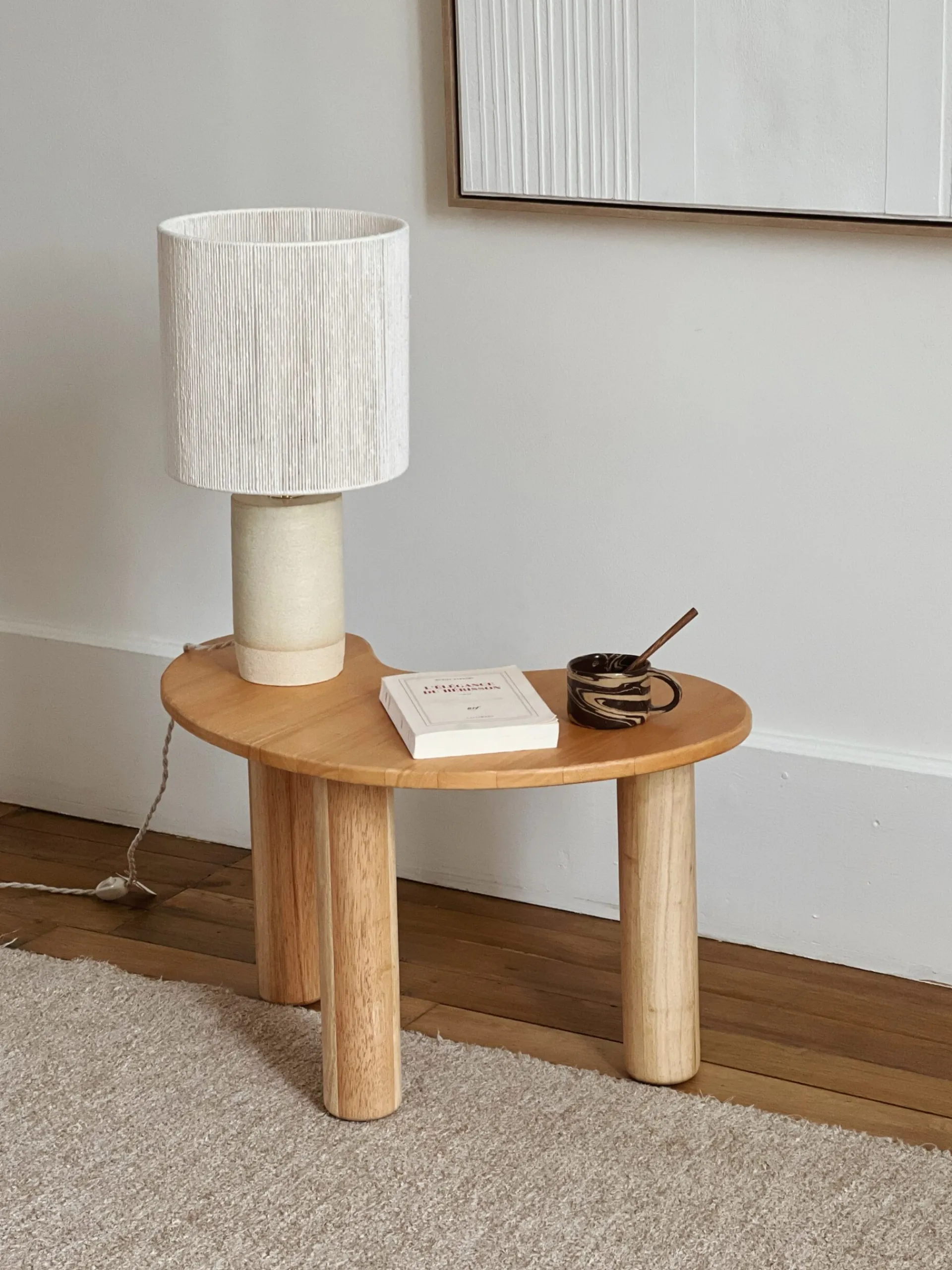 Sélection M Lampe en grès “Isaure” avec abat jour tissé écru Clearance