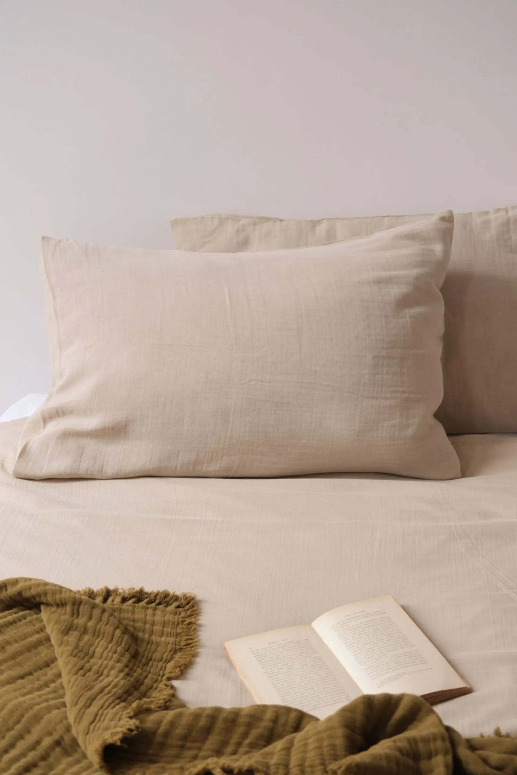 Sélection M Parure de lit en gaze de coton – drap plat + taies