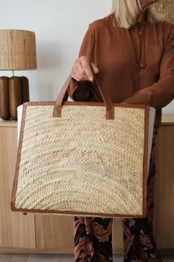 Sélection M Sac en feuille de palmier et cuir New