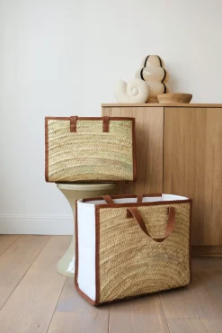 Sélection M Sac en feuille de palmier et cuir New