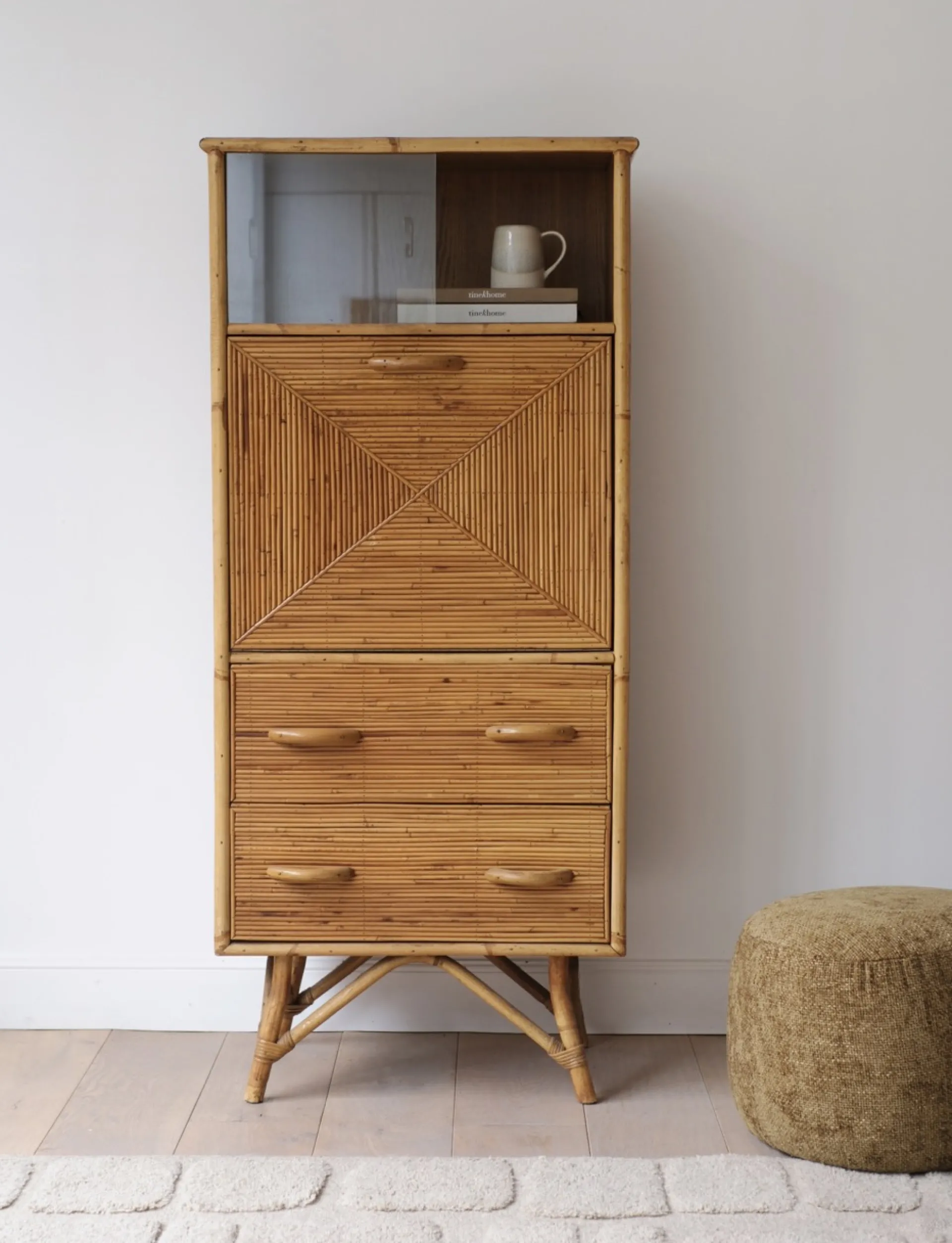 Sélection M Secrétaire en rotin vintage New