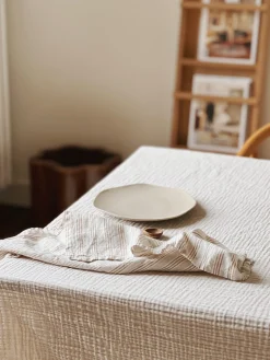 Sélection M Serviette de table en lin rayure noisette Clearance