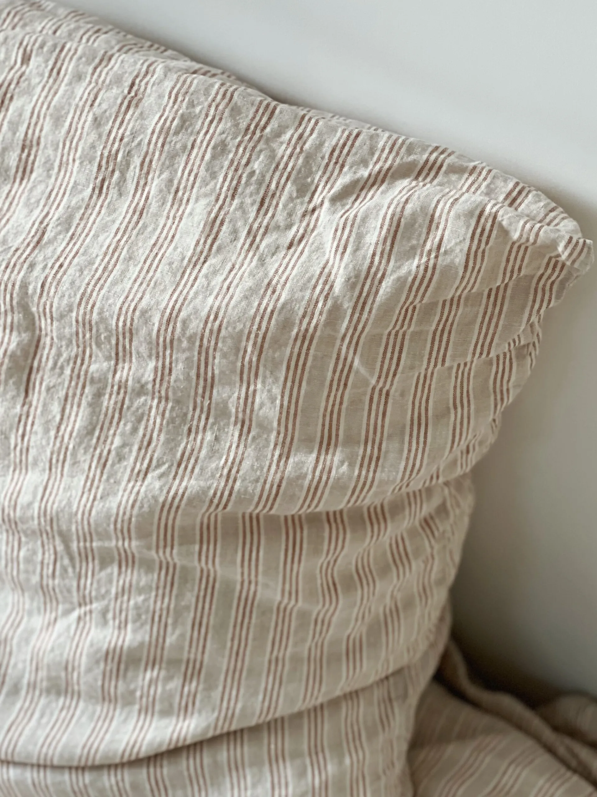 Sélection M Taies d’oreiller en lin rayures noisette Sale