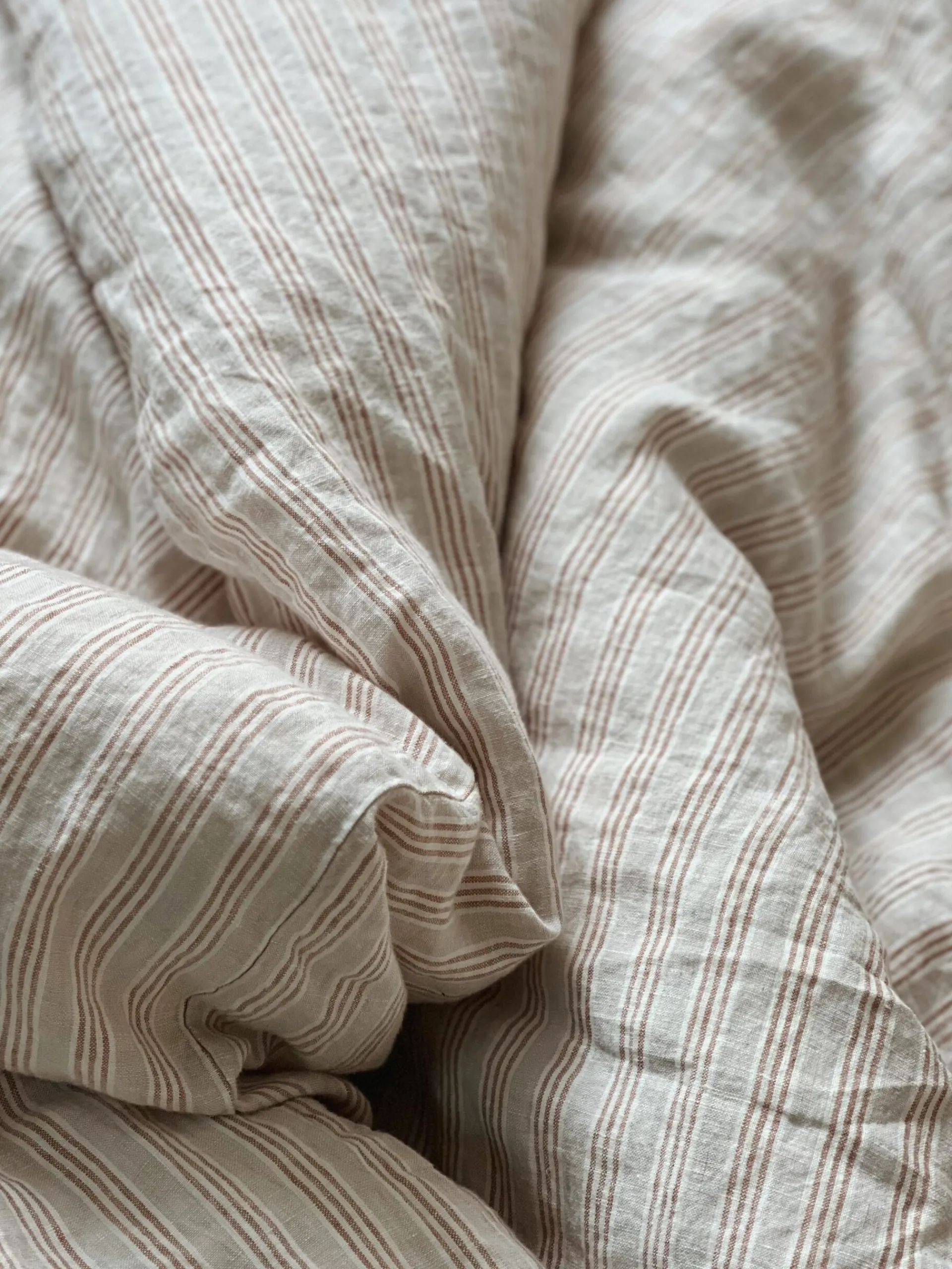 Sélection M Taies d’oreiller en lin rayures noisette Sale