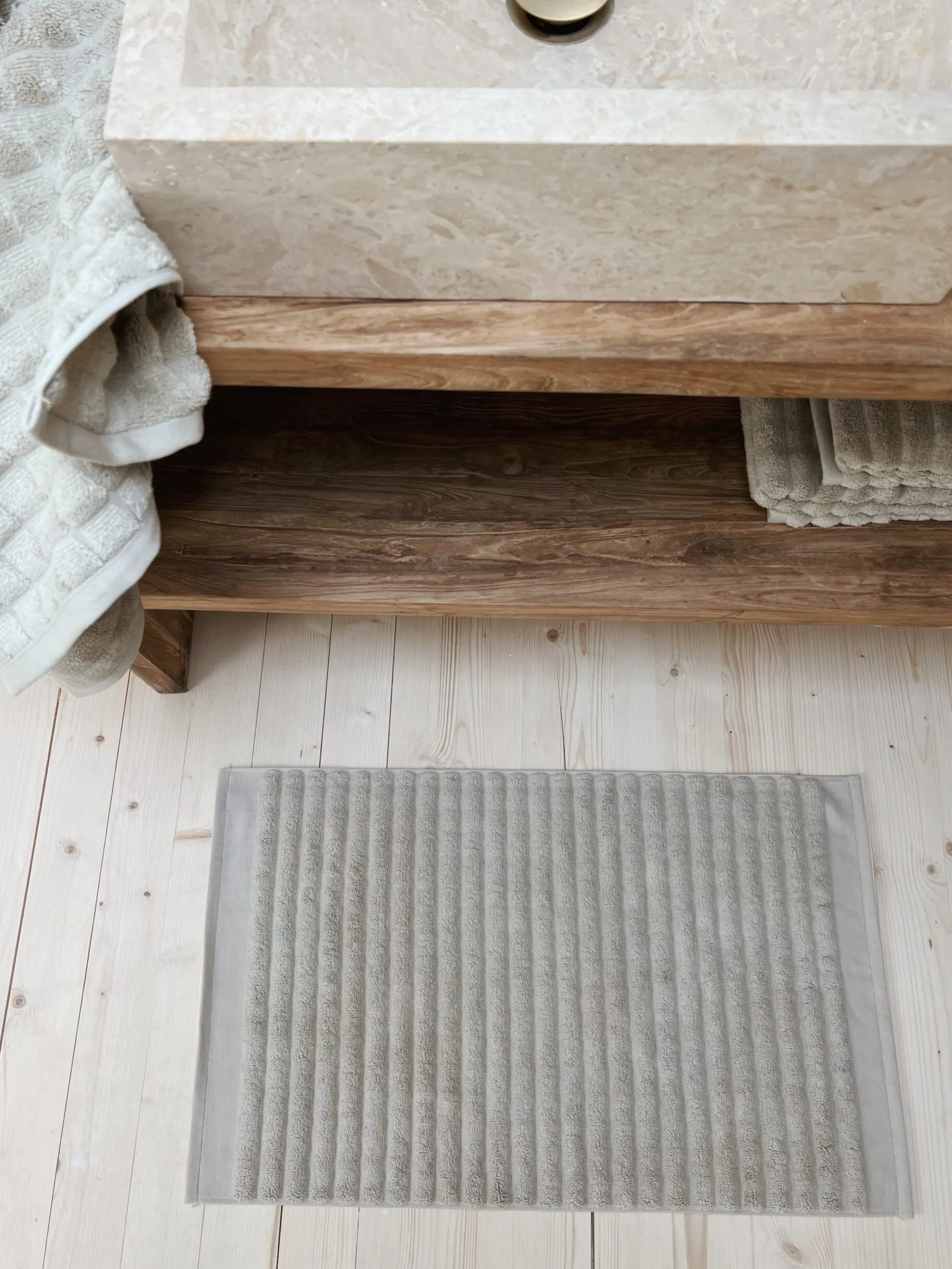 Sélection M Tapis de salle de bain en coton beige Outlet