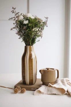 Sélection M Vase céramique rayé brun Clearance
