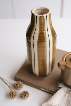 Sélection M Vase céramique rayé brun Clearance